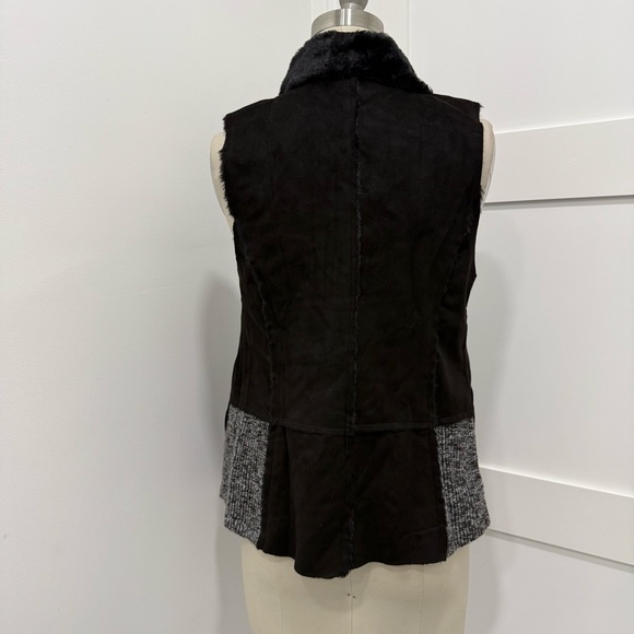 Mystree Stitch Fix Black Gray Open Front Draped Soft Suede Vest Size S - Picture 2 of 9